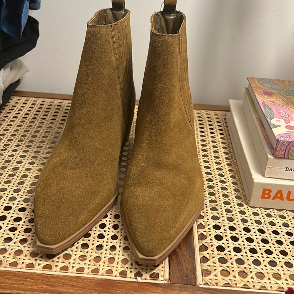 Tan suede booties